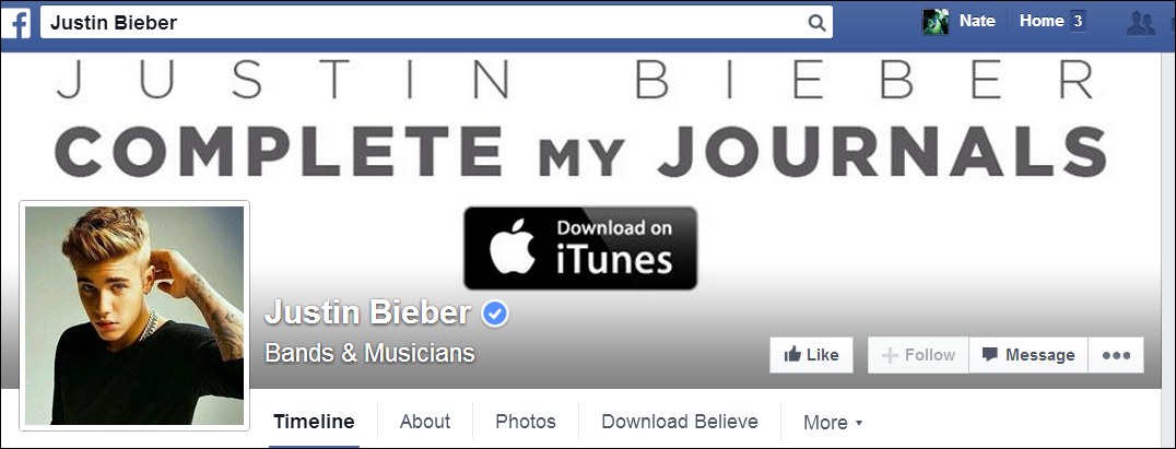 Justin Beiber joins Lamont as an official FB celebraty