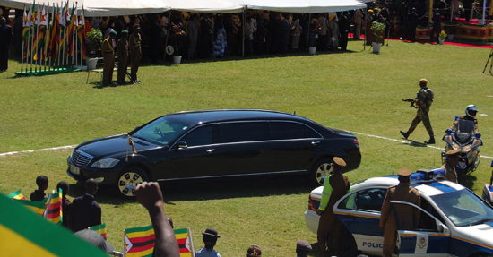 Robert Mugabe with his Mercedes 600