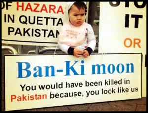 Hazara child with message for Ban Ki-moon