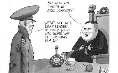 Cartoon posted by hid daughter on blog post writing about her trip to North Korea