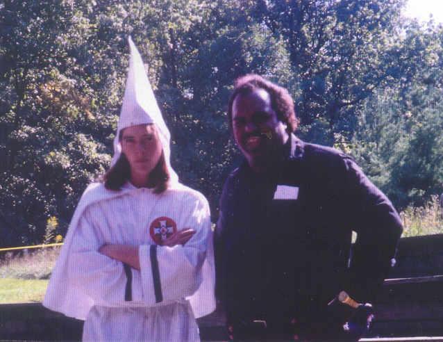 Davis with a Klan member who seems less than pleased