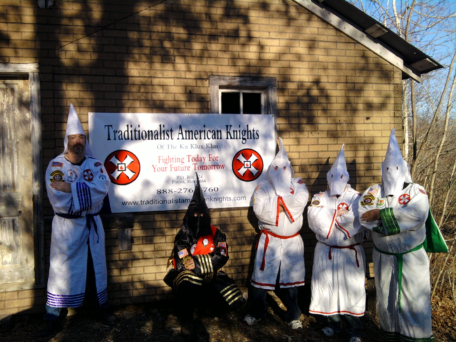 A group shot of the Missouri based Traditionalist American Knights of the KKK