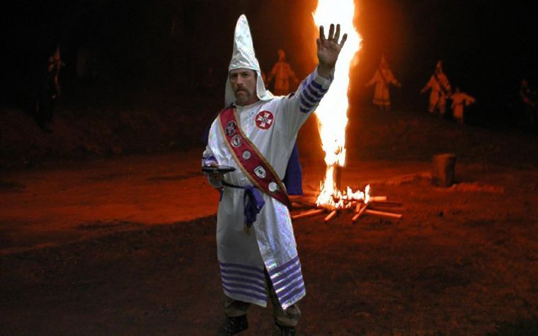 KKK Imperial Wizard Frank Ancona at a cross lighting ceremony in Missouri