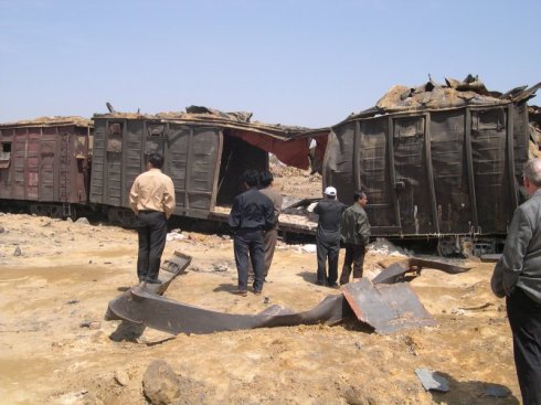 The train car in North Korea where 12 Syrian missile scientists were killed in bomb blast transporting weapons destined for Syria