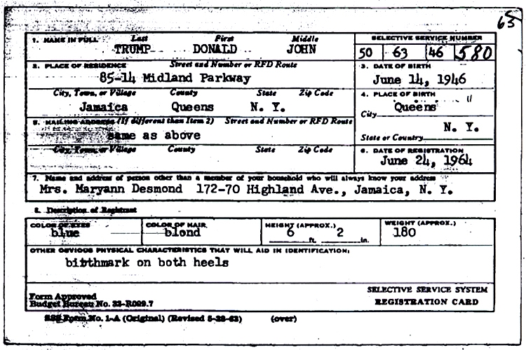 Trump's draft card