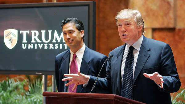 Trump and his failed Trump University which was sued for defrauding students