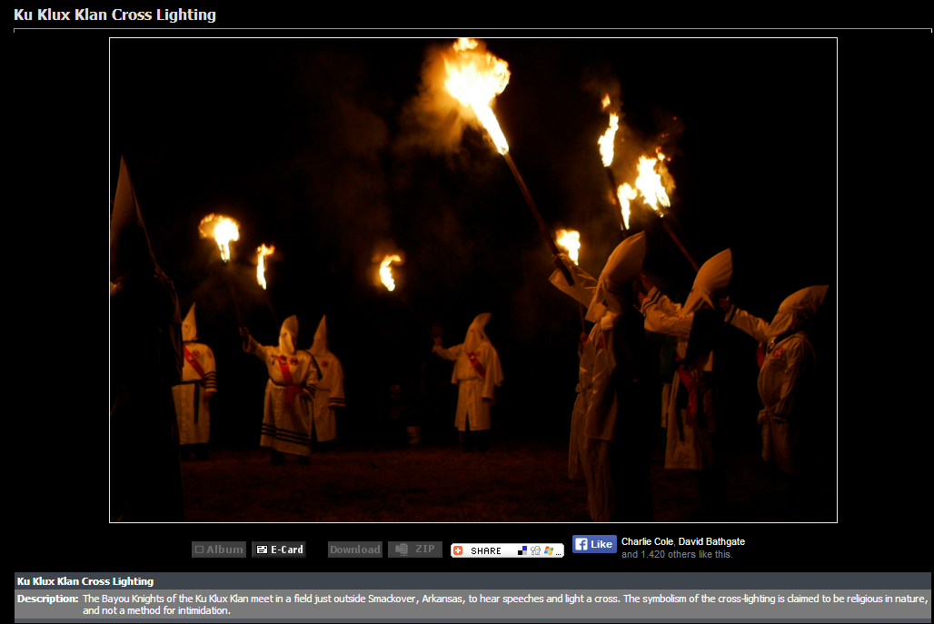 A photograph posted on June 27, 2013 by the New Empire Knights of the KKK as their