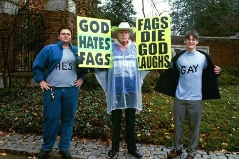 Westboro Baptist Church founder Fred Phelps (c) died this week