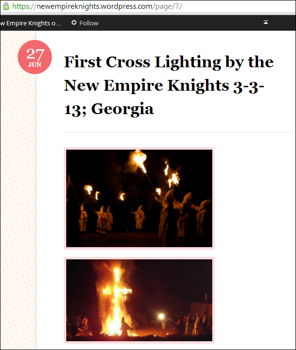 Two Photos KKK claims are of its first cross burning in March 2013 in South Carolina