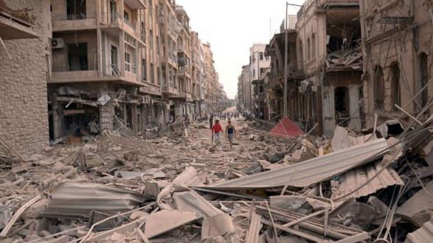 photo released by the Syrian official news agency SANA, Syrians walk through the rubble at the scene where multiple explosions hit the center of Aleppo, Syria on October 3, 2012. Read more: http://www.upi.com/Top_News/Special/2012/12/13/Scud-attacks-signal-Syrian-regime-alarm/UPI-97451355420939/#ixzz2X0Vgz6Ru