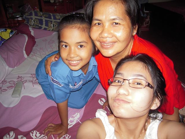 Pol Pot's daughter Sar Patchata (r) with her mother, Pol Pot's widow (c) and step sister in a photo posted on Patchata's Facebook page last year: Photo: All Rights Reserved
